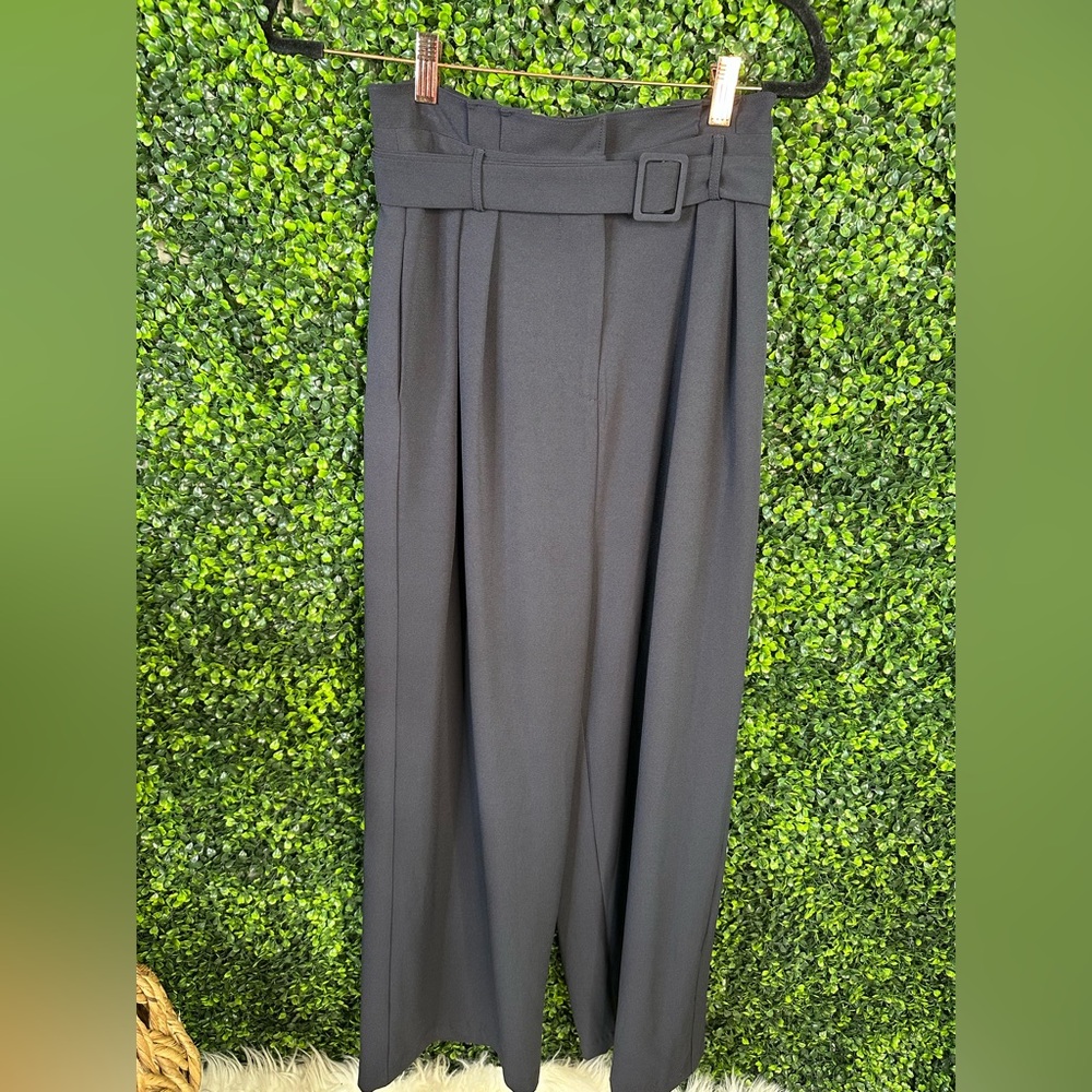 NWOT GREY LAB black  Pleated trousers with Belt ‎ wide leg